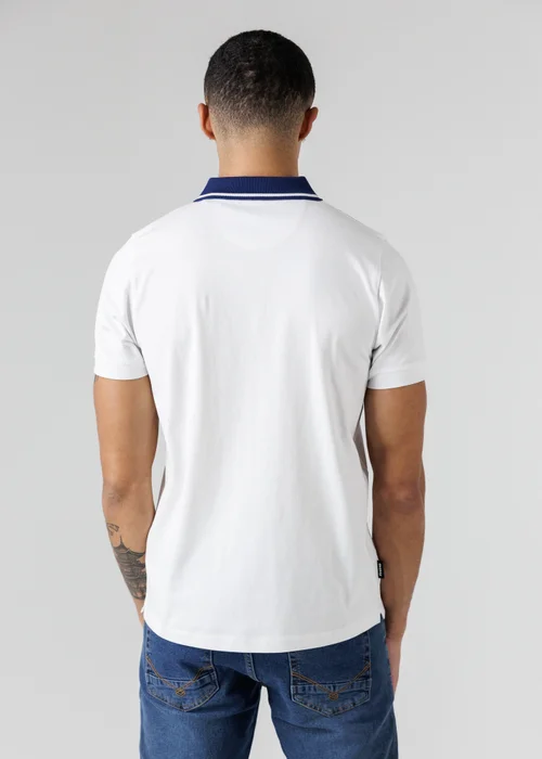 Firetrap White Regular Fit Cotton Jersey Polo With Taping - S Image 2