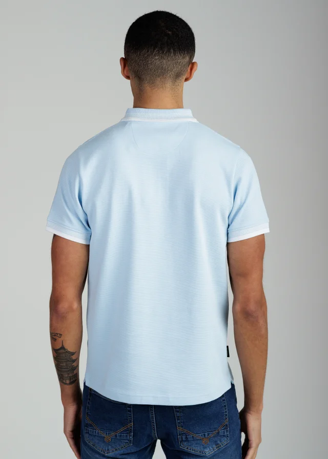 Firetrap Light Blue Regular Fit Cotton Ottoman Zip Polo