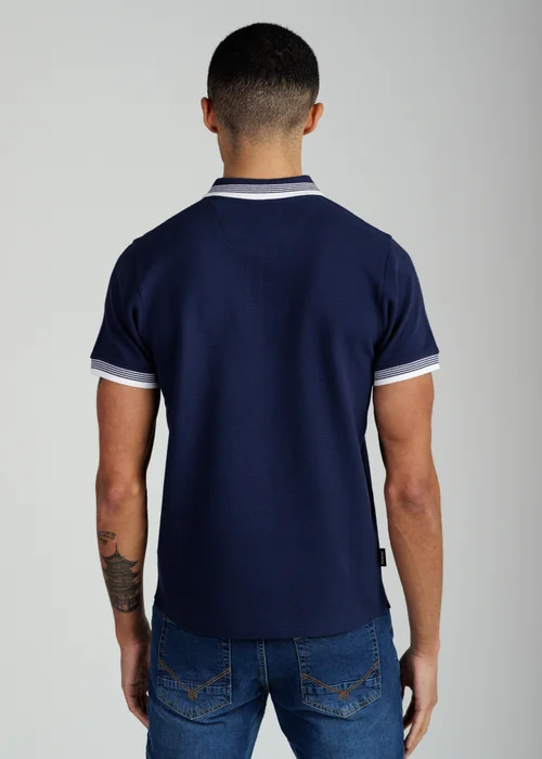 Firetrap Navy Regular Fit Cotton Ottoman Zip Polo - S Image 2