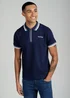 Firetrap Navy Regular Fit Cotton Ottoman Zip Polo - S Image 1