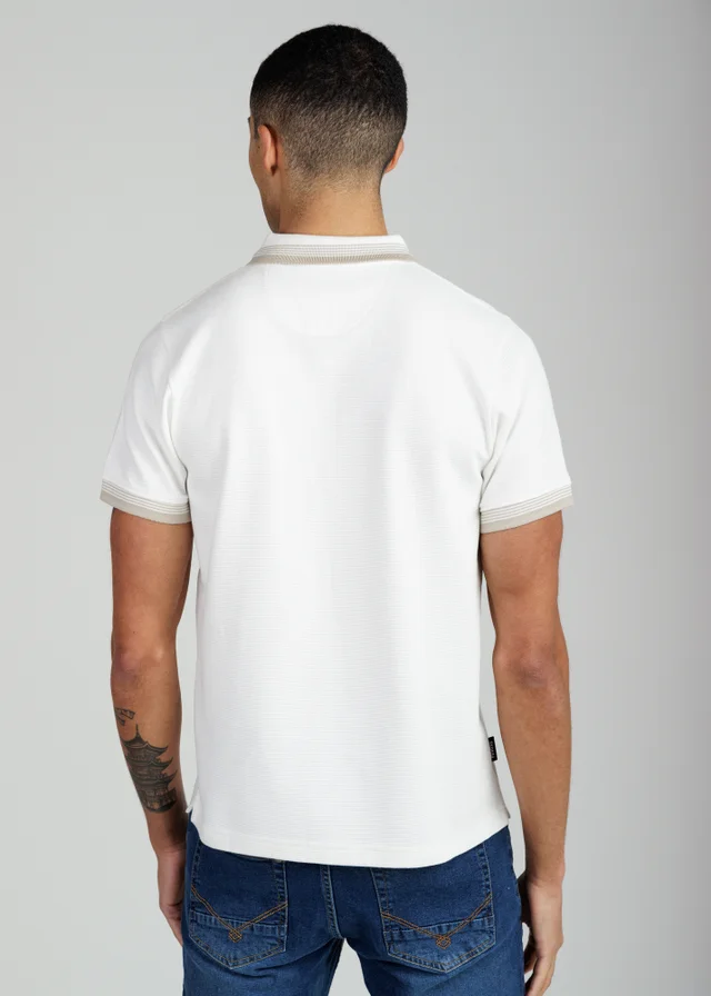 Firetrap Ecru Regular Fit Cotton Ottoman Zip Polo