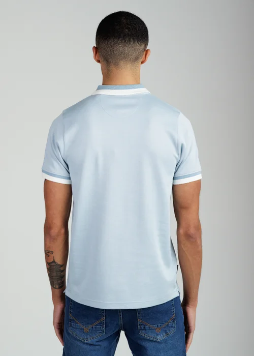 Firetrap Light Blue Regular Fit Cotton Rich Jacquard Polo - L Image 2