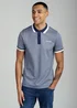 Firetrap Navy Regular Fit Cotton Rich Jacquard Polo - S Image 1