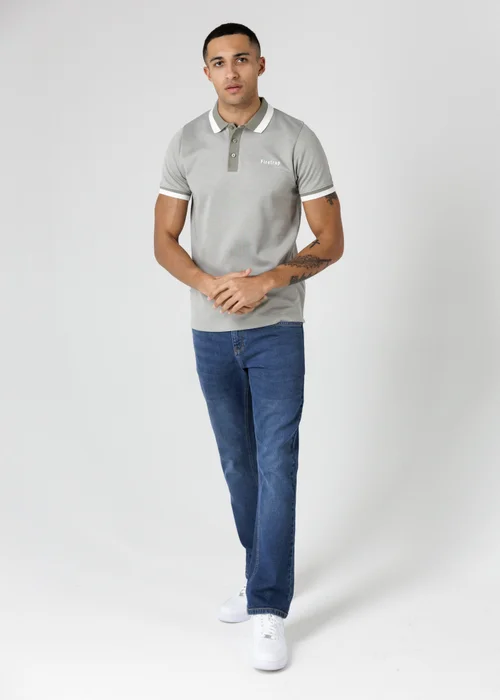 Firetrap Khaki Regular Fit Cotton Rich Jacquard Polo - S Image 4