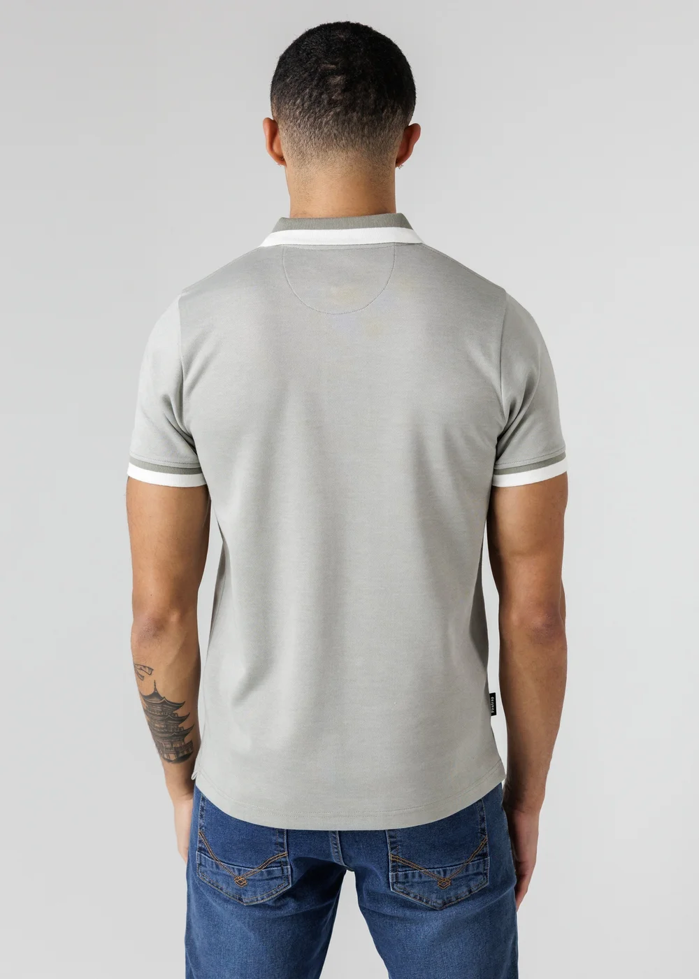 Firetrap Khaki Regular Fit Cotton Rich Jacquard Polo - S Image 2