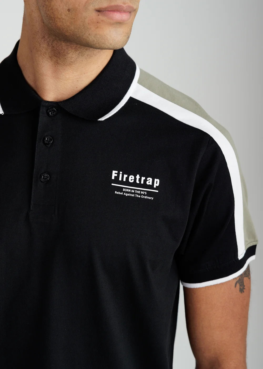 Firetrap Black Regular Fit Cotton Jersey Button Polo - S Image 3