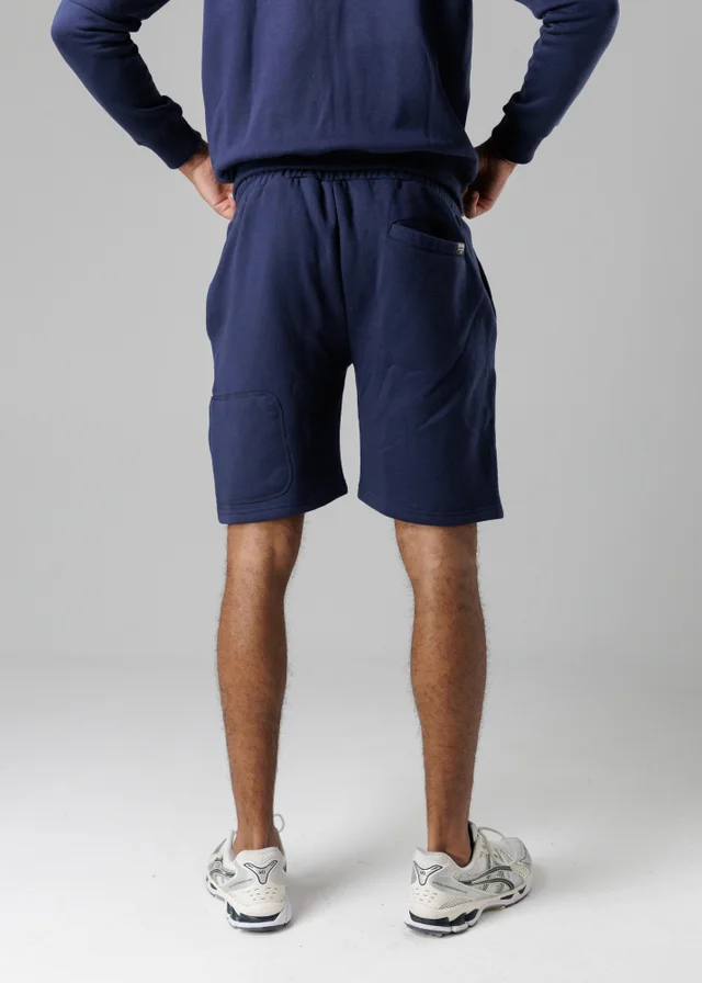 Firetrap Dark Blue Regular Fit Cotton Blend Fleece Shorts With Drawstring Waist