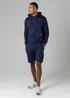 Firetrap Dark Blue Regular Fit Cotton Blend Fleece Shorts With Drawstring Waist - S Image 4