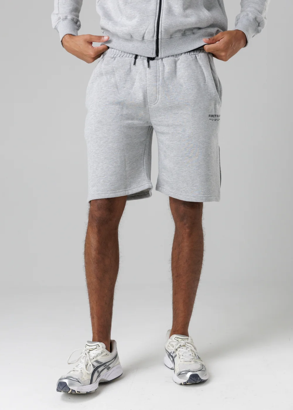 Firetrap Light Grey Regular Fit Cotton Blend Fleece Shorts With Drawstring Waist - S Image 1