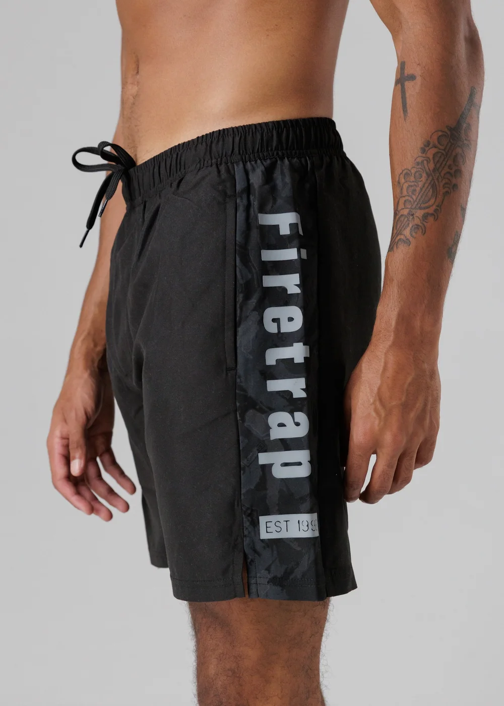 Firetrap Black Regular Fit Swim Shorts With Elasticated Drawstring Waist - M Image 3