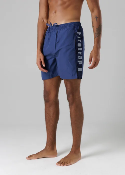 Firetrap Light Blue Regular Fit Swim Shorts With Elasticated Drawstring Waist - XL Image 1