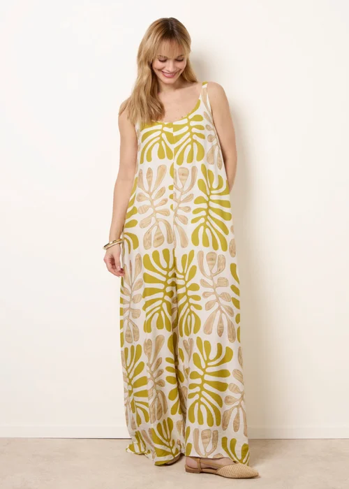 Blue Vanilla Green Floral Printed Jumpsuit - M/L Image 1