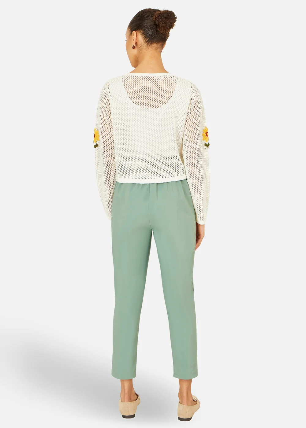 Yumi Ivory Crochet Embroidered Flower Bolero - L Image 2