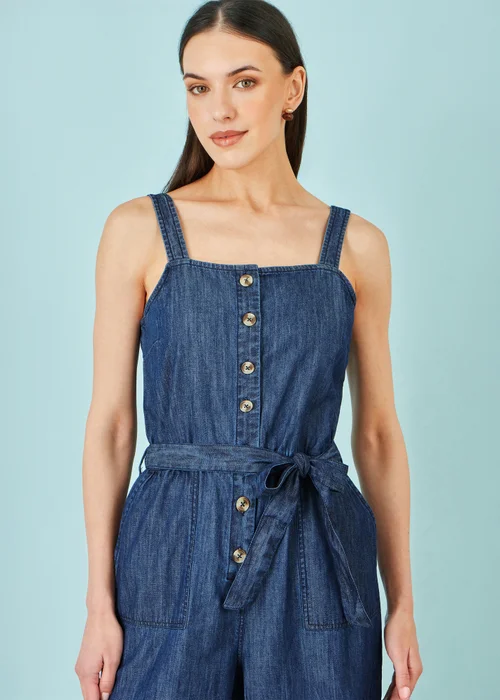 Yumi Blue Chambray Button Through Jumpsuit - 14 Image 3