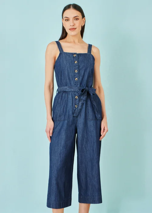 Yumi Blue Chambray Button Through Jumpsuit - 14 Image 1