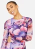 Yumi Purple Floral Mesh Midi Dress With Tie Back - 8 Image 2