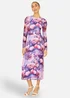 Yumi Purple Floral Mesh Midi Dress With Tie Back - 8 Image 1