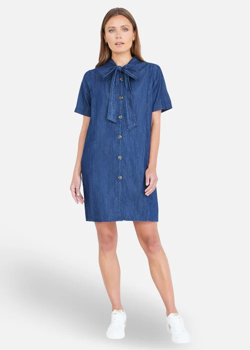 Yumi Chambray Tunic With Pussy Bow Tie - 14 Image 2