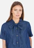 Yumi Chambray Tunic With Pussy Bow Tie - 14 Image 3