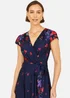 Yumi Navy Floral Mirror Wrap Dress With Dip Hem - 22 Image 3