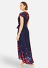 Yumi Navy Floral Mirror Wrap Dress With Dip Hem - 22 Image 2