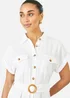 Yumi White Viscose Linen Look Midi Shirt Dress With Wooden Belt - 14 Image 3