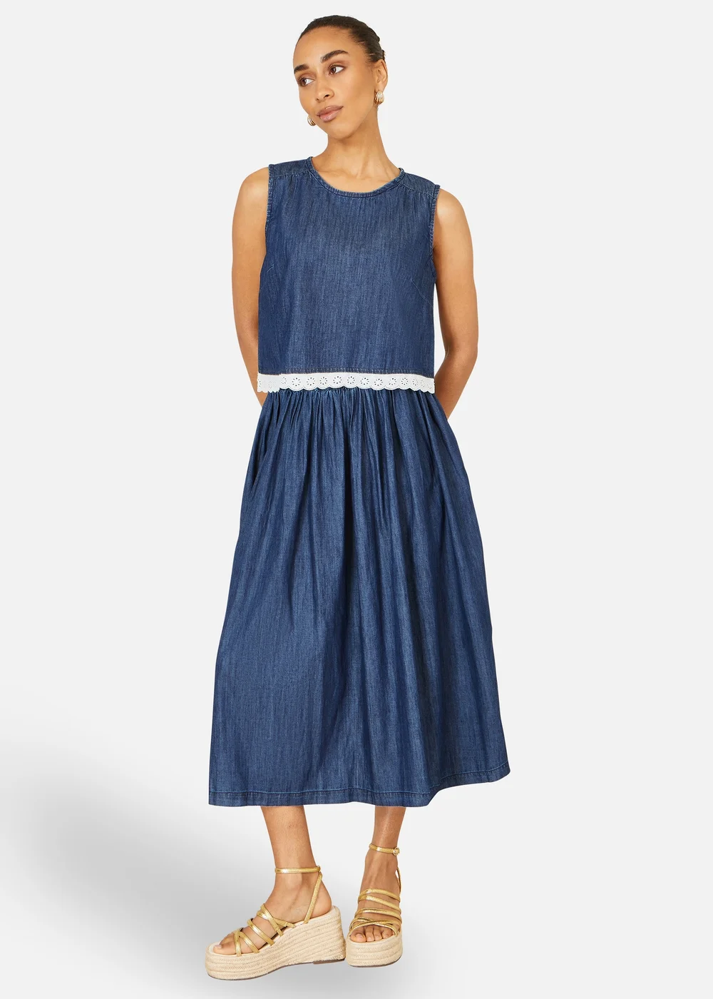 Yumi Blue Chambray Gathered Skirt - 10 Image 2