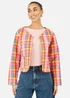 Yumi Multicolour Check Cropped Reversible Cotton Quilted Jacket - 12 Image 1