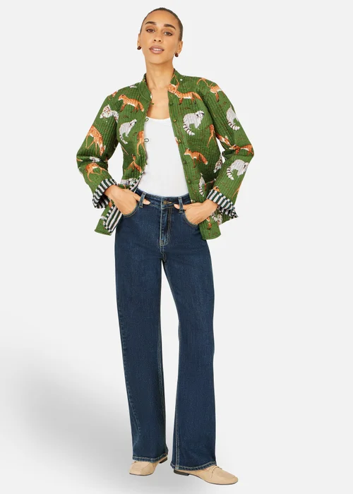 Yumi Green Fox Reversible Cotton Quilted Jacket - 16 Image 2