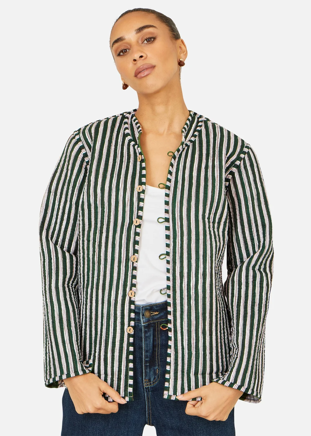 Yumi Green Fox Reversible Cotton Quilted Jacket - 16 Image 3