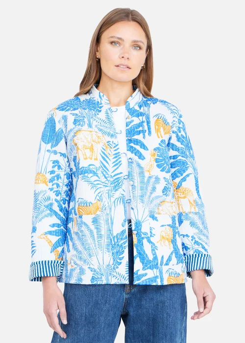 Yumi Blue Jungle Reversible Cotton Quilted Jacket - 14 Image 4