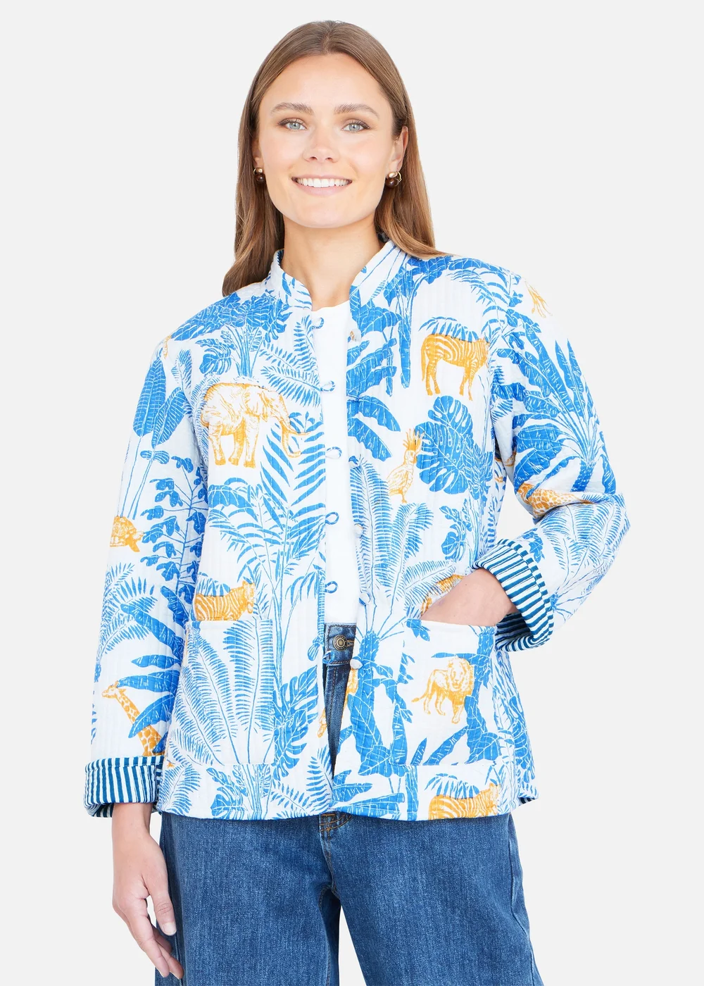 Yumi Blue Jungle Reversible Cotton Quilted Jacket - 14 Image 1