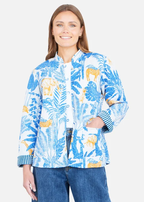 Yumi Blue Jungle Reversible Cotton Quilted Jacket - 14 Image 1