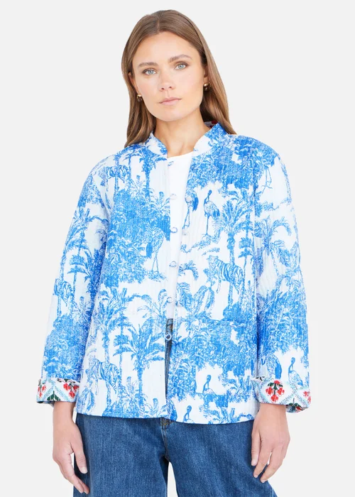 Yumi Blue Palm Reversible Cotton Quilted Jacket - 12 Image 4