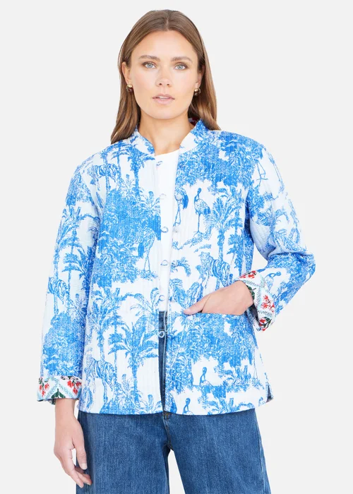 Yumi Blue Palm Reversible Cotton Quilted Jacket - 12 Image 1