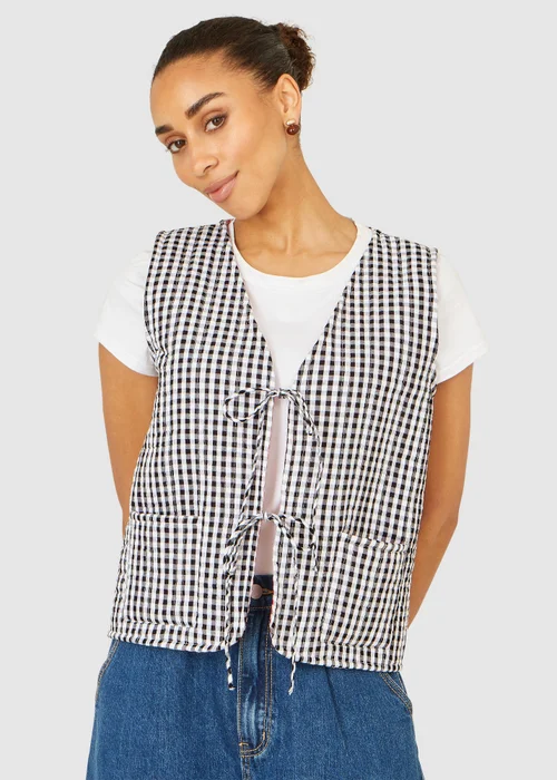 Yumi Black Gingham Tie Waistcoat - 12 Image 1