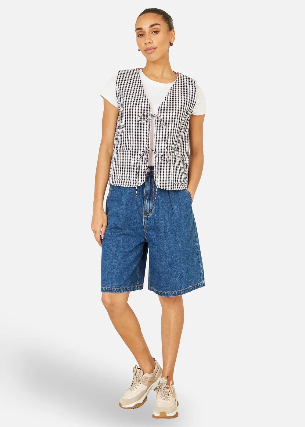 Yumi Black Gingham Tie Waistcoat - 12 Image 2