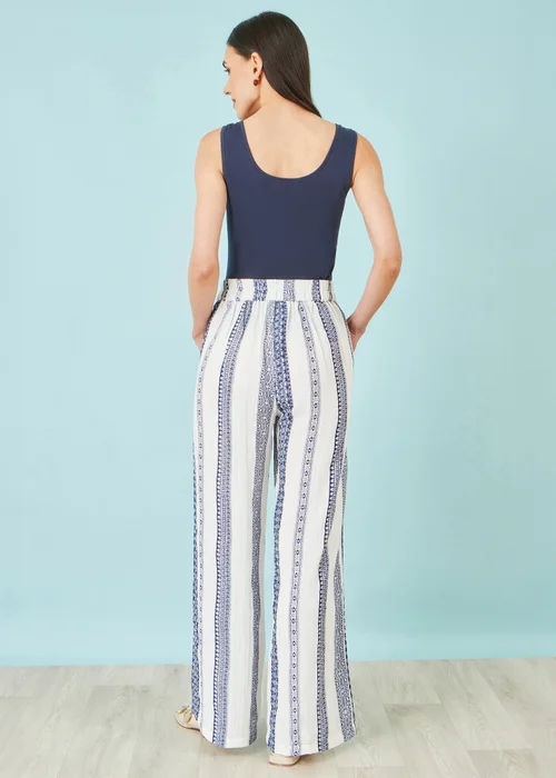 Yumi White Linen Mix Cropped Trousers With Tie Belt - 10 Image 3