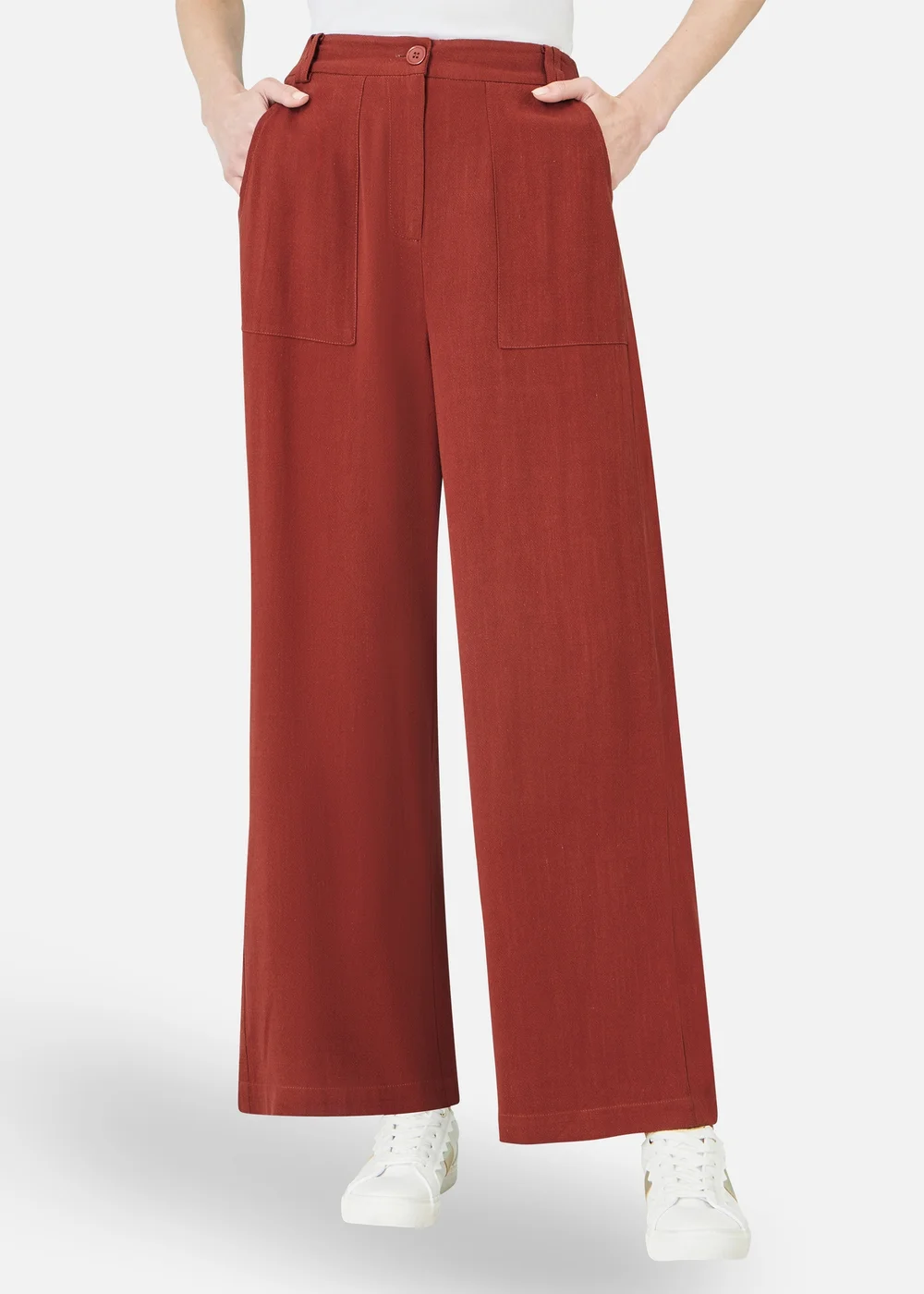 Yumi Brown Linen Mix Trousers - 12 Image 1
