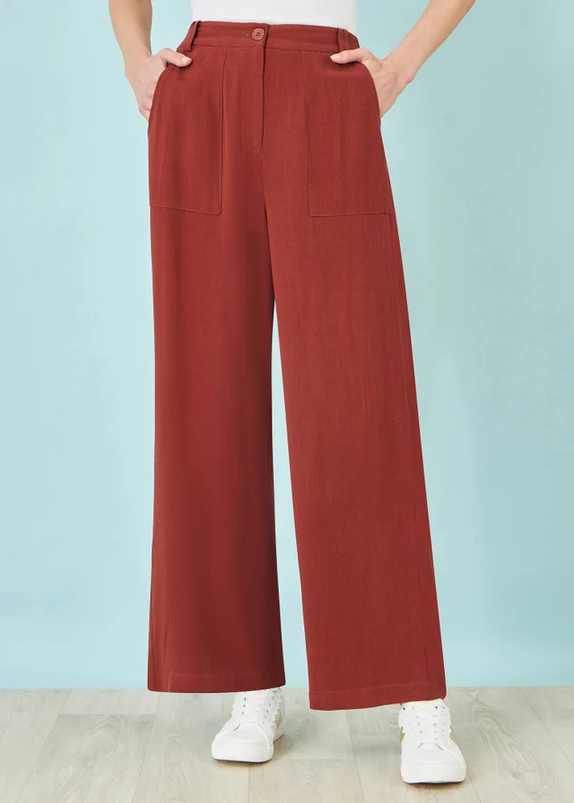 Yumi Brown Linen Mix Trousers