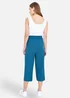 Yumi Teal Linen Mix Cropped Trousers With Tie Belt - 16 Image 2