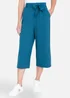 Yumi Teal Linen Mix Cropped Trousers With Tie Belt - 16 Image 1