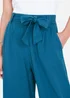 Yumi Teal Linen Mix Cropped Trousers With Tie Belt - 16 Image 3