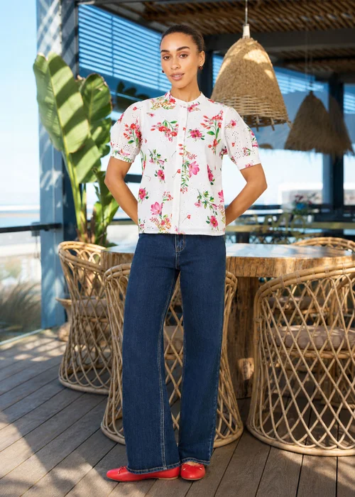 Yumi White Cotton Broderie Anglaise Floral Shirt - 14 Image 2