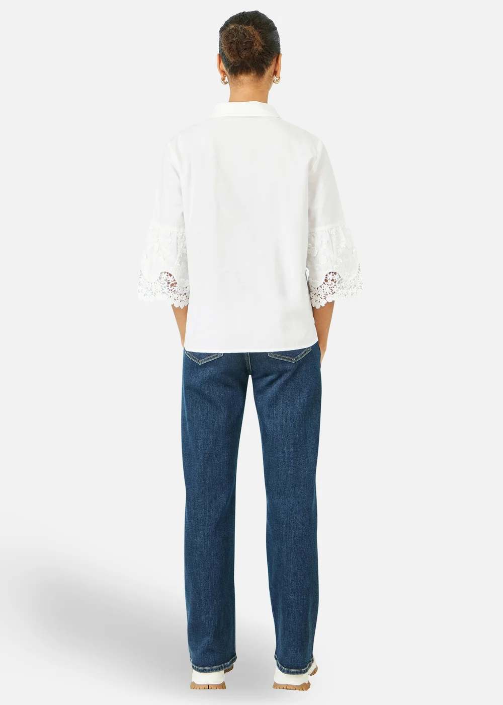 Yumi White Cotton Lace Border Shirt - 10 Image 2