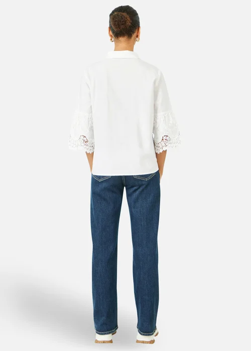 Yumi White Cotton Lace Border Shirt - 10 Image 2