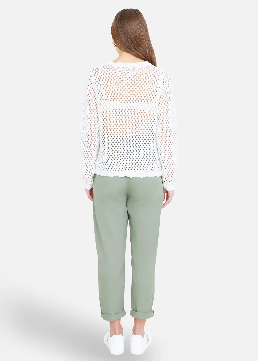 Yumi White Flower Crochet Jumper - M Image 2