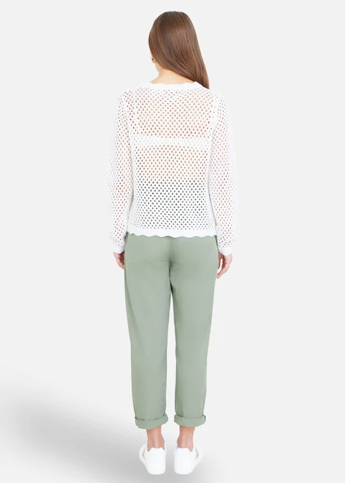 Yumi White Flower Crochet Jumper - M Image 2