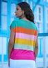 Yumi Multicolour Block Stripe Relaxed Knitted Top - S Image 2