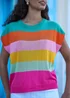 Yumi Multicolour Block Stripe Relaxed Knitted Top - S Image 3